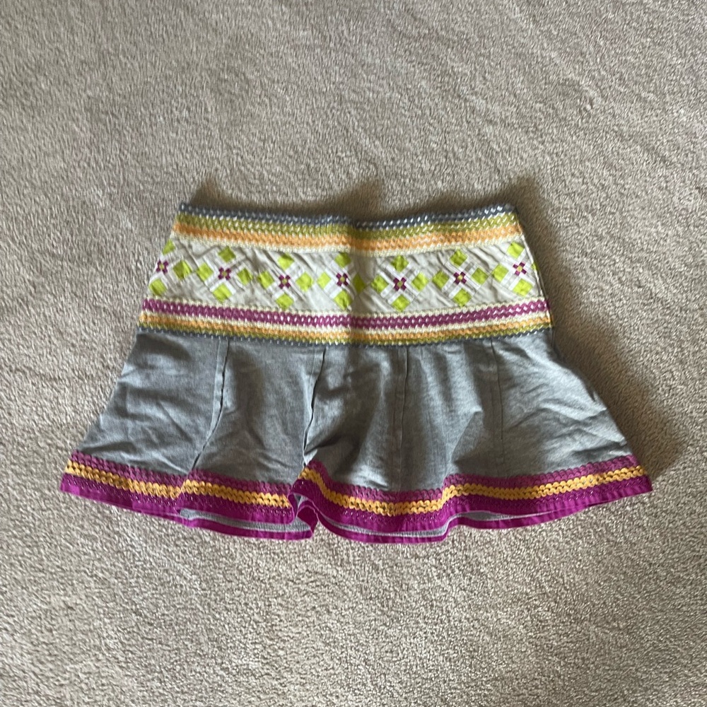 Vintage Early 2000’s Free People Grey Skirt with Colorful Details